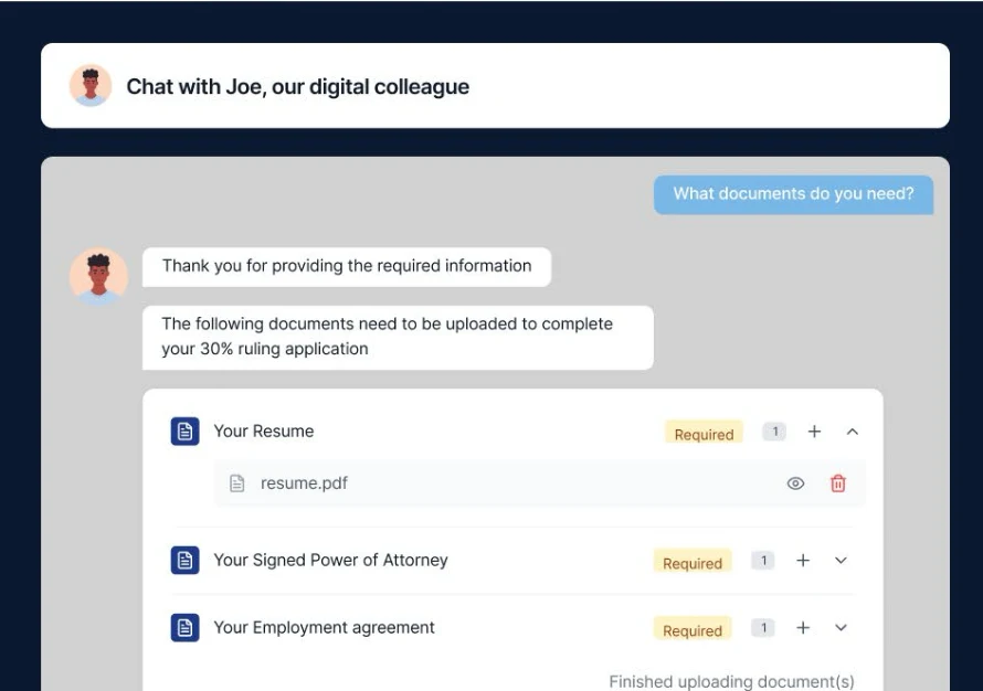 Probot: the conversational interface where customers work through the process